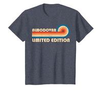 ALMODOVAR Retro 70s 80s Sunset Stripe Camiseta, Niños, Azul Jaspeado, 6 años