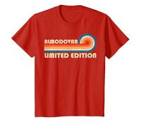 ALMODOVAR Retro 70s 80s Sunset Stripe Camiseta, Niños, Rojo, 10 años