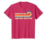 ALMODOVAR Retro 70s 80s Sunset Stripe Camiseta, Niños, Rojo Jaspeado, 10 años