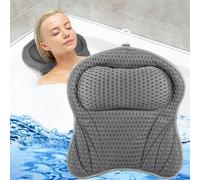 Almohada Bañera, Malla 4D Almohada de Baño, Almohada para Bañera con 8 Ventosas Antideslizantes, Reposacabezas Ergonómico, Puede soportar la Cabeza, el Cuello, la Espalda, para Bañera de Hidromasaje