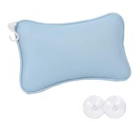 Almohada Bañera Pequeño Respirable 3D Malla con 2 Ventosas Fuertes y 1 Gancho, Cojín Baño Antideslizante Ergonómica, Pillow Forma Hueso para Cuello, Espalda Soporte, SPA Relajación, Hogar, Hotel(Azul)