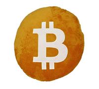 Almohada Bitcoin - Cojín redondo bordado de felpa BTC Crypto - Decoración suave de Bitcoin para comerciantes y fanáticos de las criptomonedas