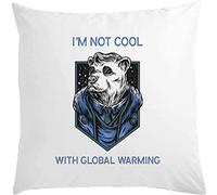 Almohada blanca de 40 x 40 cm con relleno de oso polar de calentamiento global, color blanco