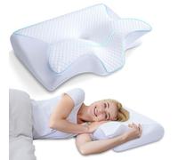 Almohada Cervical Almohada ErgonóMica Para Apoyar El Cuello Almohadas OrtopéDica De Espuma ViscoeláStica Aliviar El Dolor Cuello Y Hombros Para Dormir De Lado, Boca Arriba Y Boca Abajo (Blanco)