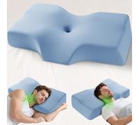 Almohada cervical de espuma viscoelástica para dolor de cuello y hombros, almohada ortopédica ajustable con diseño hueco, almohada de cama con funda refrescante lavable para personas que duermen de