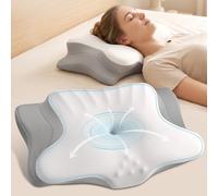 Almohada cervical para el cuello para aliviar el dolor, almohada ergonómica para dormir, almohadas de espuma viscoelástica de contorno con funda de almohada refrescante, almohada ortopédica para