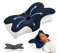 Almohada Cervicales y Cuello, Almohada de Espuma Viscoelastica, Almohada Cervical, Almohada Ergonomica, Almohada Ortopedica, Almohada Antironquidos para Dormir de Lado, Boca Arriba y Boca Abajo