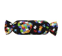 Almohada cilíndrica cómoda para el cuello y la espalda, diseño de rompecabezas de concienciación sobre el autismo, con estampado de corazón, ideal para soporte de cabeza, cuello y espalda