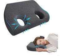 YeGang Almohada con agujero para las orejas para dormir, almohadas perforadoras para dormir de lado, almohada de espuma viscoelástica para dolor de oído para dormir con tapones para los oídos (gris