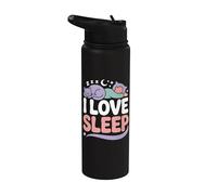 Almohada con diseño de gato I Love Sleep Moon Stars Stainless Steel Insulated Water Bottle