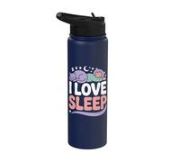 Almohada con diseño de gato I Love Sleep Moon Stars Stainless Steel Insulated Water Bottle