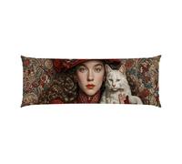 Almohada Corporal 30x90cm Larga cojin Gato Femenino - Almohada Embarazada - Almohadas Corporal para Dormir de Lado Extra Larga, Soporte Integral para Espalda y Caderas Terciopelo Funda Cojin m-681