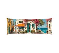 Almohada Corporal 40x145cm Larga cojin Cafetería de la Ciudad - Almohada Embarazada - Almohadas Corporal para Dormir de Lado Extra Larga, para Espalda y Caderas Terciopelo Funda Cojin m-894