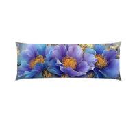 Almohada Corporal 40x145cm Larga cojin Peonía Azul y Morada - Almohada Embarazada - Almohadas Corporal para Dormir de Lado Extra Larga, para Espalda y Caderas Terciopelo Funda Cojin m-552