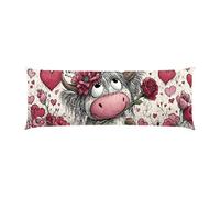 Almohada Corporal 40x145cm Larga cojin Vaca encantadora - Almohada Embarazada - Almohadas Corporal para Dormir de Lado Extra Larga, Soporte Integral para Espalda y Caderas Terciopelo Funda Cojin m-516