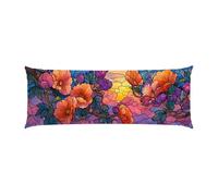 Almohada Corporal 50x150cm Larga cojin Flores del Atardecer - Almohada Embarazada - Almohadas Corporal para Dormir de Lado Extra Larga, para Espalda y Caderas Terciopelo Funda Cojin m-860