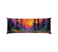 Almohada Corporal 50x150cm Larga cojin Paisaje Forestal del Atardecer - Almohada Embarazada - Almohadas Corporal para Dormir de Lado Extra Larga, para Espalda y Caderas Terciopelo Funda Cojin m-864