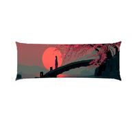 Almohada Corporal Larga Geisha del Atardecer Cojin Embarazo 50x140cm - Almohada Larga para Dormir de Lado Cojín para Descanso Maternidad y Lactancia Embarazadas, Funda de Terciopelo b-866