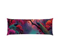 Almohada Corporal Larga Pavo Real de Paisaje Cojin Embarazo 50x150cm - Almohada Larga para Dormir de Lado Cojín para Descanso Maternidad y Lactancia Embarazadas, Funda de Terciopelo b-767
