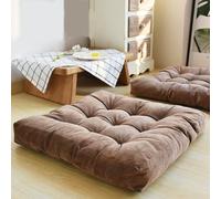 Almohada cuadrada Bo Cush para suelo, almohadilla de asiento de pana suave para adultos, perfecta para yoga, juegos y lectura, tapete de asiento para interiores y exteriores (2 piezas, marrón)