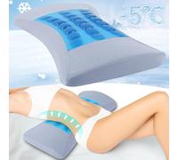 Almohada de apoyo lumbar refrescante para aliviar el dolor de espalda baja: almohada de espuma viscoelástica para dormir, almohada de cuña de cintura de gel para dormir de lado, espalda y estómago,