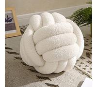 Almohada de Bola de Nudo, Almohada de Bolas anudadas Ultra Suave compañerismo Decorativo Tejido a Mano Bola Anudada de Terciopelo cojín de Terciopelo, cojín de Nudos, Almohada de sofá Beige