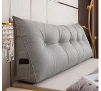 Almohada De Cabecera Almohadas De Cuña Triangulares De Refuerzo Grande Para Sofá Cama Cojín De Apoyo Respaldo Reposo En Cama Almohada De Lectura Posicionamiento(Size:150x50x18cm,Color:gris plata)