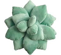 Almohada de cactus suculentas 3D de 45 cm (18 pulgadas), peluche suave, verde oscuro, con forma de maceta.