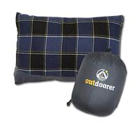Almohada de camping Outdoorer, cuadros azules, ligera, pequeño saco de viaje, almohada de viaje