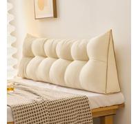 Almohada de cuña para cabecero de cama, cojín triangular de terciopelo suave, cojín de apoyo grande para leer, almohada de apoyo lumbar para dormitorio, sofá, tatami (beige, 180 x 45 x 15 cm)