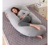 Almohada de Embarazo, Almohada Embarazada Dormir en Forma de J, Multifuncional Embarazo Almohada de Cuerpo Completo para Soporte de Vientre/Caderas/Piernas/Espalda, Extraíble Lavable (Gris claro)