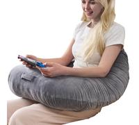 Almohada de escritorio de apoyo postural para leer, jugar y hacer ganchillo, almohada extendida en forma de corazón para sentarse en el sofá o la cama, funda lavable (gris suave)