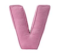 Almohada de felpa con letra rosa, almohadas decorativas de pana con forma de letra inicial, almohadas de letras del alfabeto inglés de la A a la Z para decoración de sala de estar y dormitorio (V)