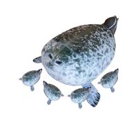 Almohada De Foca - Felpa De 19,69 Pulgadas | Animal De Peluche De Foca Con 4 Cachorros | Muñeca Focaa Gordita | Animal De Peluche Suave Para Niños, Guarderías, Salas De Juegos, Decoración Del Hogar Y