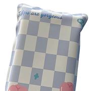 Almohada de Hielo Llenado Agua, Alfombra Cojín Enfriamiento Dibujos Animados con Esponja para Dormir, Oficina Escolar, Viajes, Hogar (Tulipanes a cuadros azules)