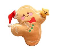 Almohada de jengibre genérica, lindo 15,7 in Plush Cushion Doll with Hat and Star Design, Soft Stuffed Gingerbread Men Pillow for Living Room, Sofa, Nursery, Dorm, Bedroom