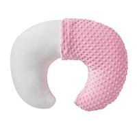 Almohada de lactancia y posicionador con funda Minky para lactancia materna y alimentación con biberón, apoyo al bebé, tiempo de barriga, apoyo para sentarse al bebé, apoyo despierto (rosa caramelo)