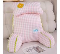 Almohada de Lectura para Cama y Sofá, Respaldo 2 en 1 con Reposabrazos y Apoyo Lumbar, Cojín de Cuña Ergonomico para Sentarse, Jugar, Leer y Relajarse (Rosa, 25.6 * 21.7 in)