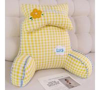 Almohada de Lectura para Cama y Sofá, Respaldo 2 en 1 con Reposabrazos y Apoyo Lumbar, Cojín de Cuña Ergonomico para Sentarse, Jugar, Leer y Relajarse (Amarillo, 25.6 * 21.7 in)