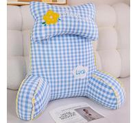 Almohada de Lectura para Cama y Sofá, Respaldo 2 en 1 con Reposabrazos y Apoyo Lumbar, Cojín de Cuña Ergonomico para Sentarse, Jugar, Leer y Relajarse (Azul, 30 * 25.6 in)