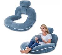Almohada de lectura para sentarse en la cama y el sofá, almohada corporal en forma de U con funda de terciopelo de cristal extraíble, cojín de apoyo para adultos, adolescentes, descansar, leer