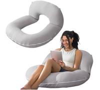 Almohada de lectura para sentarse en la cama y el sofá, almohada corporal en forma de U con funda de terciopelo de cristal extraíble, cojín de apoyo para adultos, adolescentes, descansar, leer