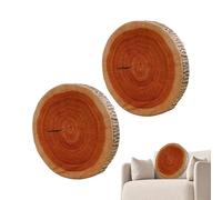 Almohada de madera, almohadas redondas de madera, decoración natural realista, 2 piezas, suave para camping, tienda de campaña, sala de estar, hogar, dormitorio