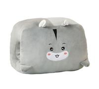 Almohada de mano de felpa de dibujos animados de invierno, calentador de manos, siesta, débil héroe, clase 1, almohada de brazo, no eléctrica, artículos esenciales de viaje, regalos para niños (gris)