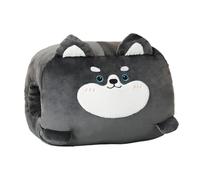 Almohada de mano de felpa de dibujos animados de invierno, calentador de manos, siesta, débil héroe, clase 1, almohada de brazo, no eléctrica, artículos esenciales de viaje, regalos para niños (negro)