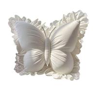 Almohada de mariposa con encaje, almohada de mariposa, almohada de felpa de 20 x 16 pulgadas con encaje, volantes para sofá, dormitorio, sofá, cama, silla de oficina, asiento de coche y hogar (blanco