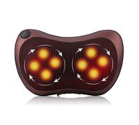 Almohada de masaje-12V Coche 8 Rodillos de amasado Calentamiento Cuello Hombro Almohada de masaje Almohada Cojín Shiatsu(café)