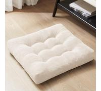 Almohada de meditación para el suelo, almohadas cuadradas grandes para adultos, cojín de pana copetudo para balcón, dormitorio, sala de estar, tatami, beige, 22 x 22 pulgadas