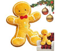 Almohada de pan de jengibre de Navidad - cojín de felpa de 40 cm, adorable almohada decorativa de vacaciones para cama de sofá de silla | Decoración del festival de invierno para el dormitorio