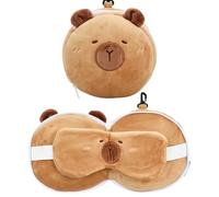 Almohada de Viaje 2 en 1, Antifaz para Dormir Niños con Cierre de Cremallera y Gancho para Transportarla, Cojín de Viaje, Compacta y Cómoda para Viajes, Oficina y Hogar